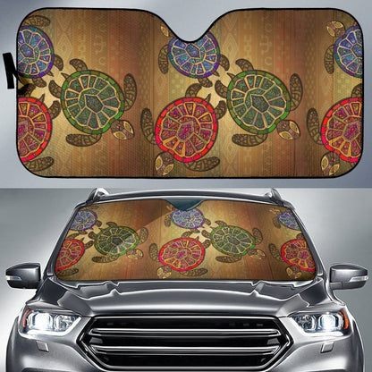 Sea Turtle Tribal Colorful Car Sun Shade-JorJune