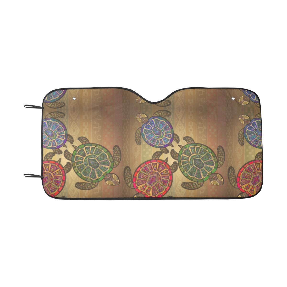 Sea Turtle Tribal Colorful Car Sun Shade-JorJune