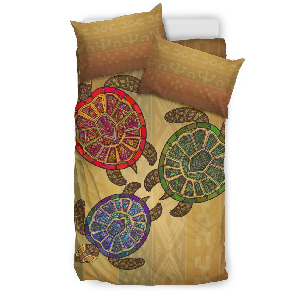 Sea Turtle Tribal Colorful Duvet Cover Bedding Set