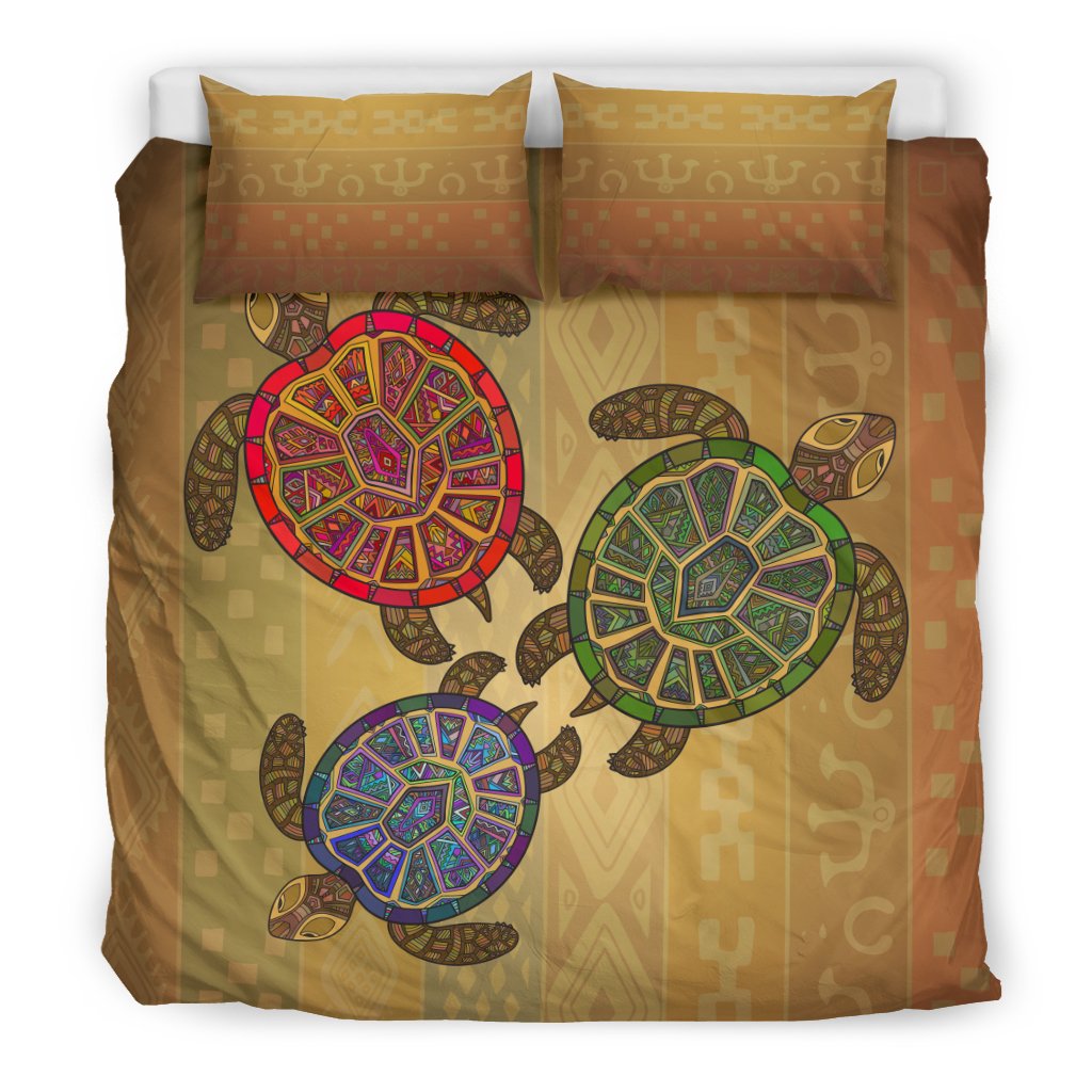 Sea Turtle Tribal Colorful Duvet Cover Bedding Set