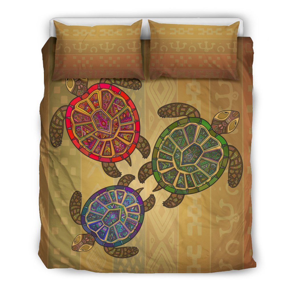 Sea Turtle Tribal Colorful Duvet Cover Bedding Set