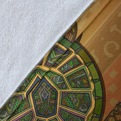 Sea Turtle Tribal Colorful Fleece Blanket
