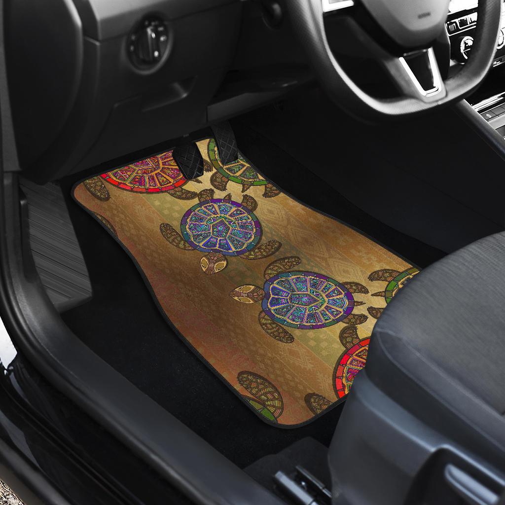 Sea Turtle Tribal Colorful Front and Back Car Floor Mats