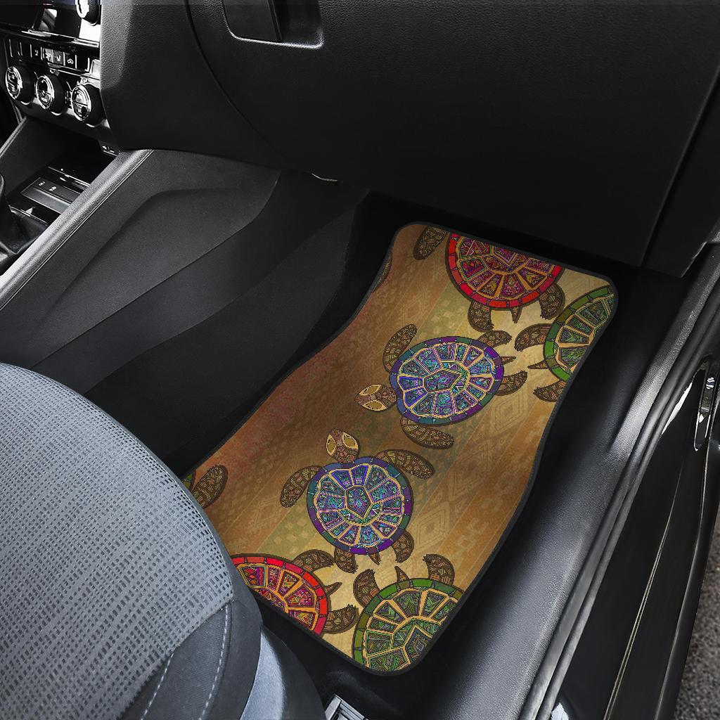 Sea Turtle Tribal Colorful Front and Back Car Floor Mats