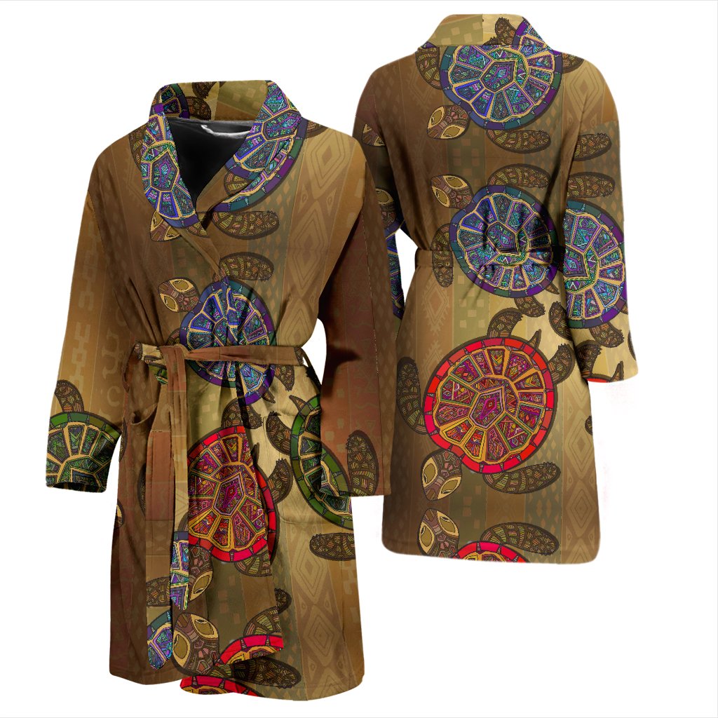 Sea Turtle Tribal Colorful Men Bath Robe