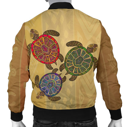 Sea Turtle Tribal Colorful Men Casual Bomber Jacket