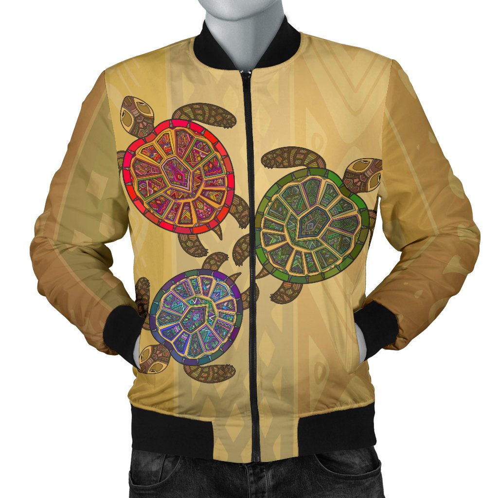 Sea Turtle Tribal Colorful Men Casual Bomber Jacket