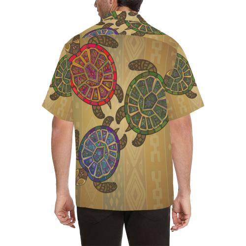 Sea Turtle Tribal Colorful Men Hawaiian Shirt