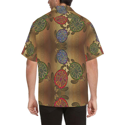 Sea Turtle Tribal Colorful Men Hawaiian Shirt-JorJune
