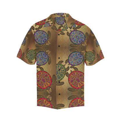 Sea Turtle Tribal Colorful Men Hawaiian Shirt-JorJune