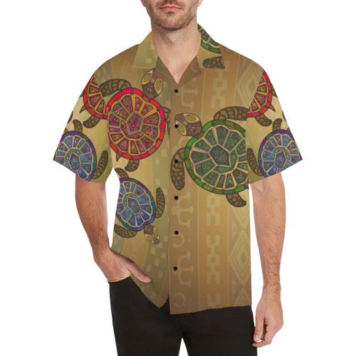 Sea Turtle Tribal Colorful Men Hawaiian Shirt