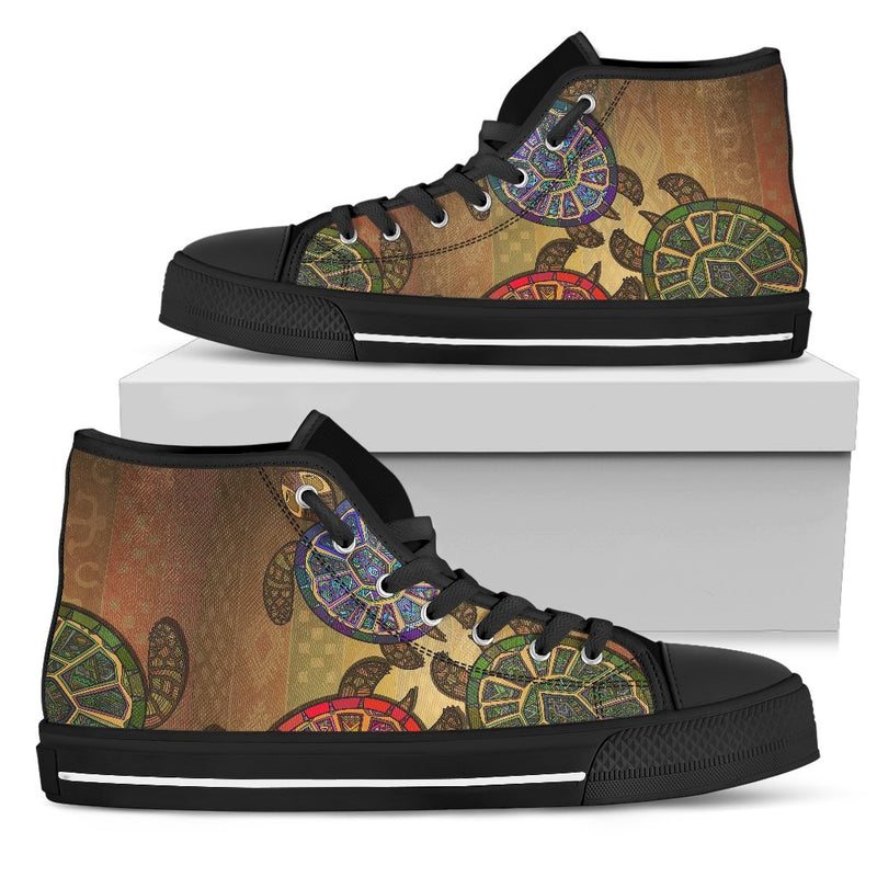Sea Turtle Tribal Colorful Men High Top Shoes