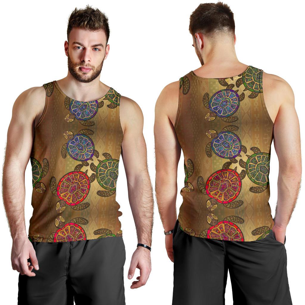 Sea Turtle Tribal Colorful Men Tank Top