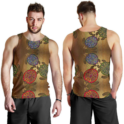 Sea Turtle Tribal Colorful Men Tank Top