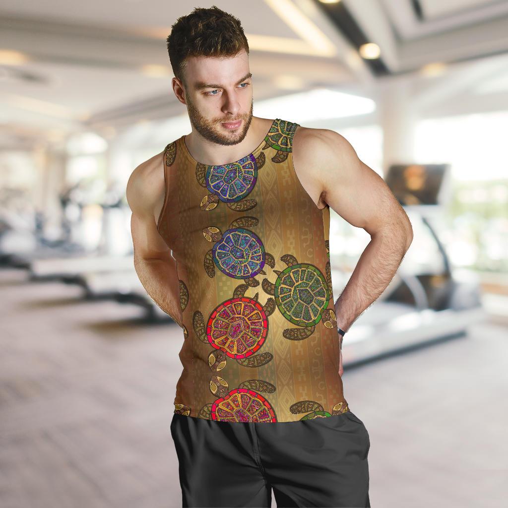 Sea Turtle Tribal Colorful Men Tank Top
