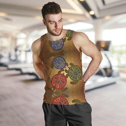 Sea Turtle Tribal Colorful Men Tank Top