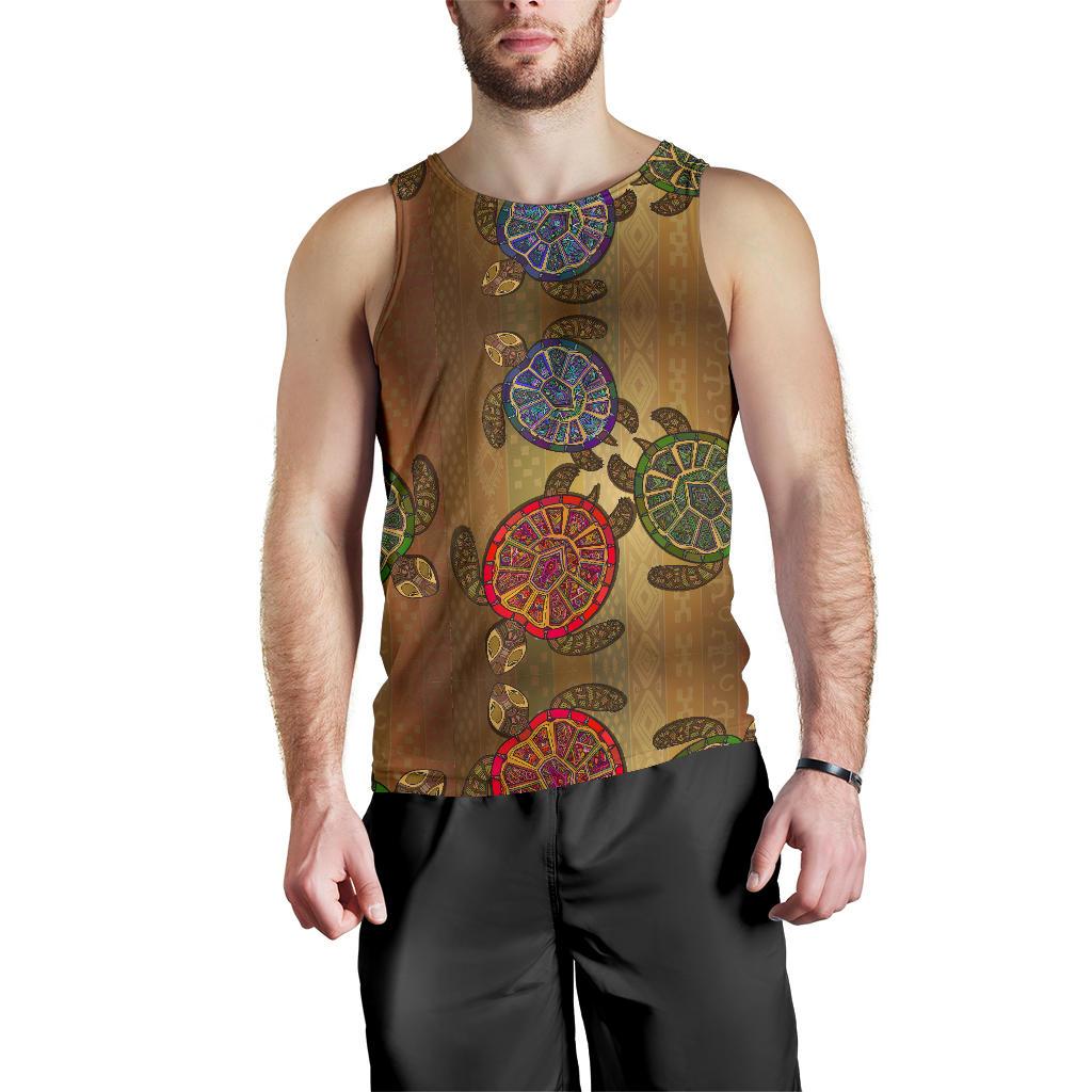 Sea Turtle Tribal Colorful Men Tank Top