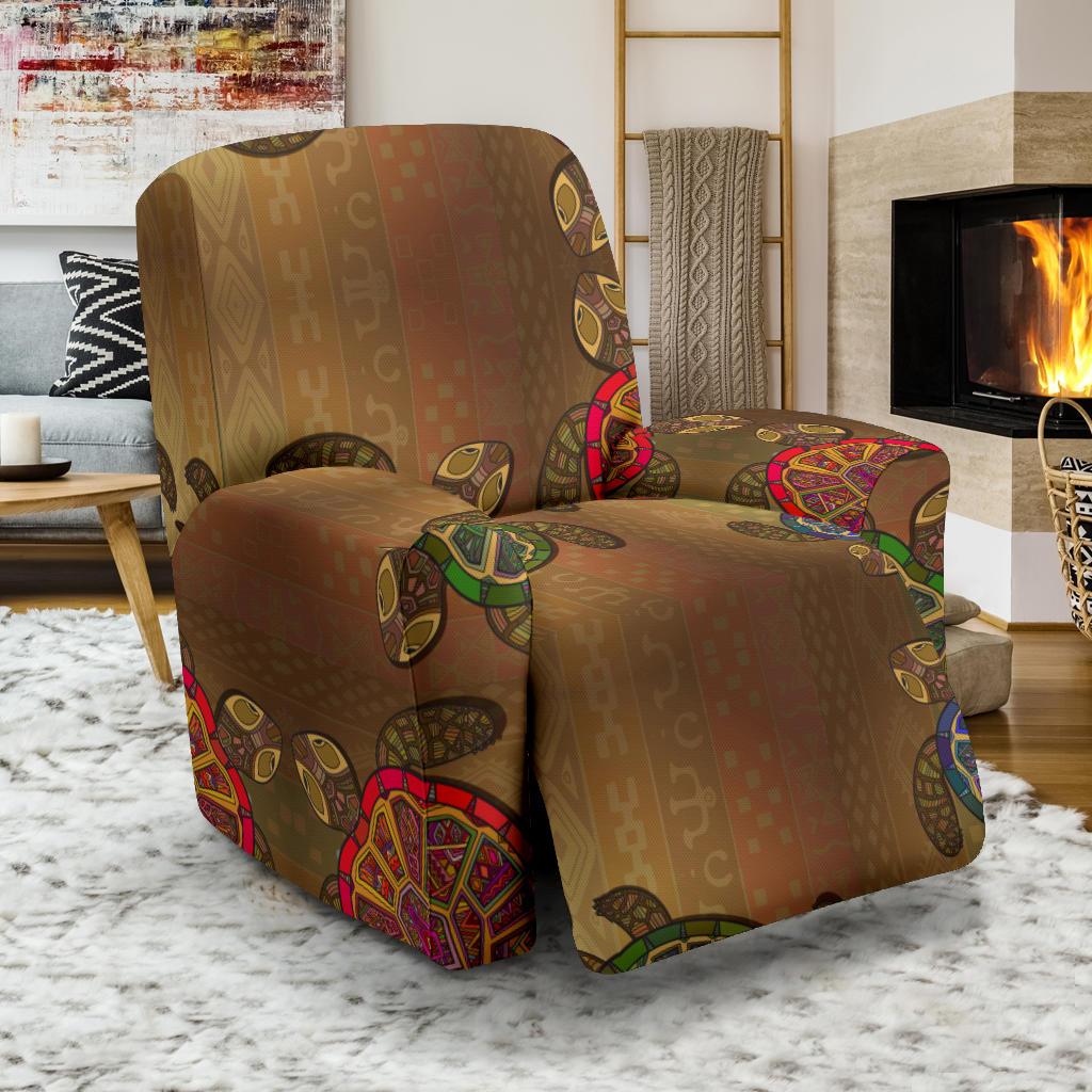 Sea Turtle Tribal Colorful Recliner Slipcover-JORJUNE.COM