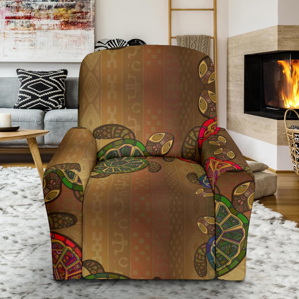 Sea Turtle Tribal Colorful Recliner Slipcover-JORJUNE.COM