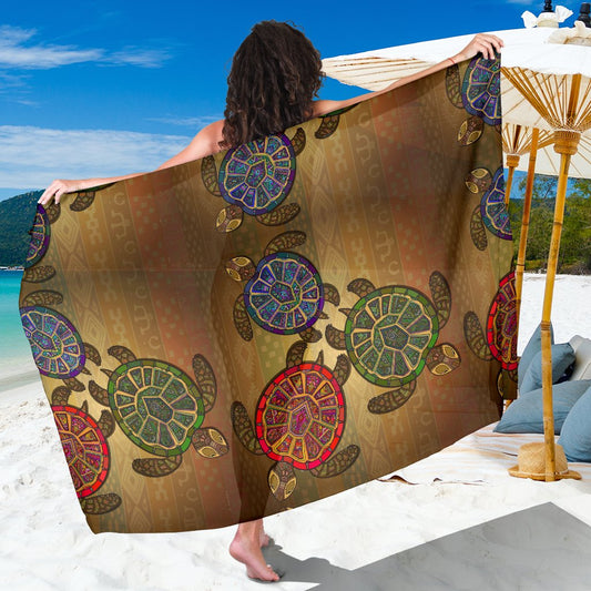 Sea Turtle Tribal Colorful Sarong Pareo Wrap