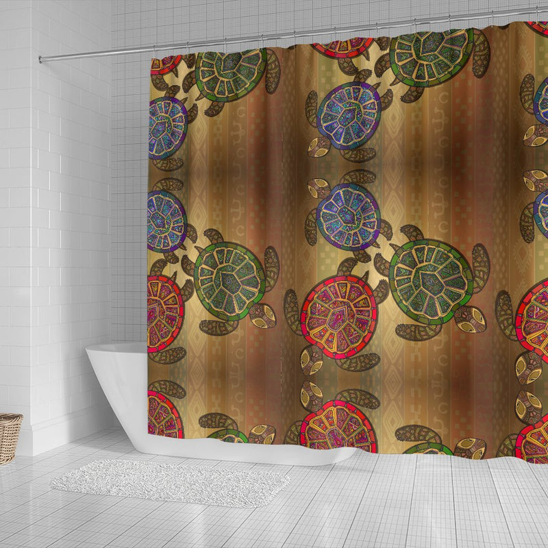 Sea Turtle Tribal Colorful Shower Curtain
