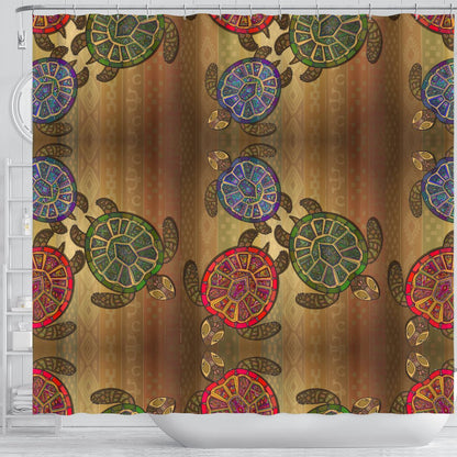 Sea Turtle Tribal Colorful Shower Curtain