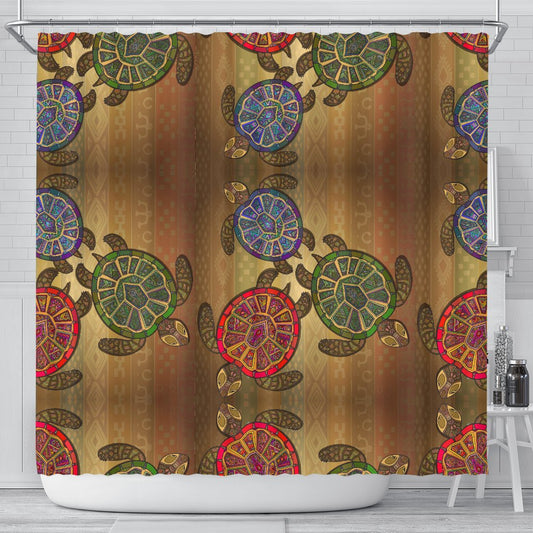Sea Turtle Tribal Colorful Shower Curtain