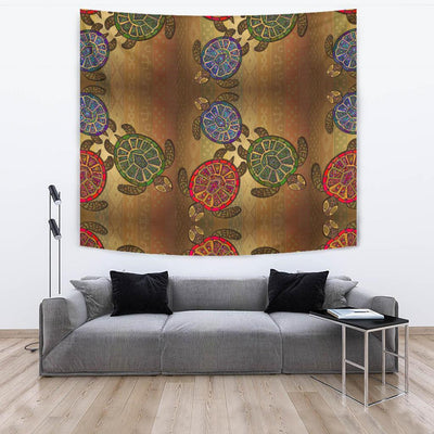 Sea Turtle Tribal Colorful Tapestry