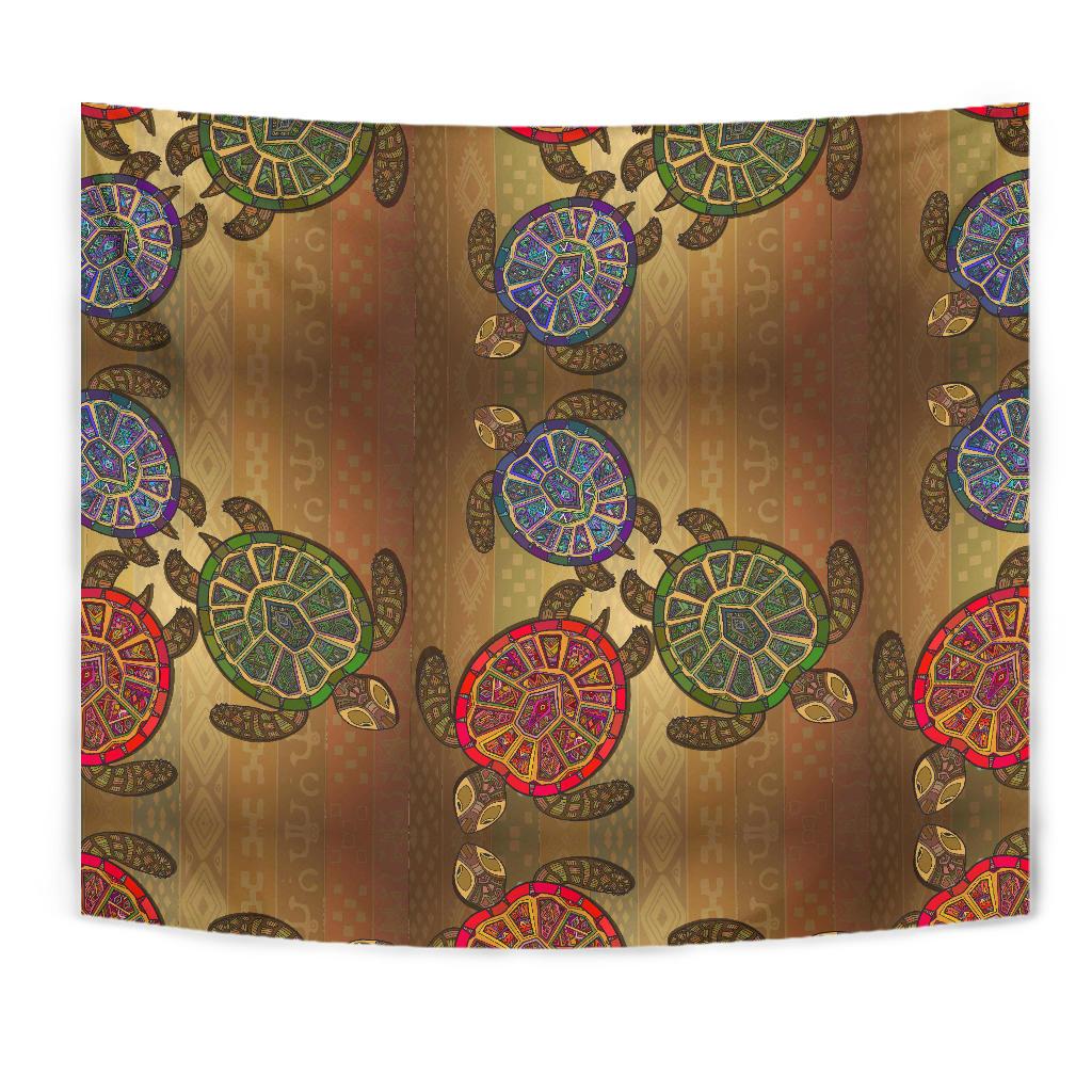Sea Turtle Tribal Colorful Tapestry