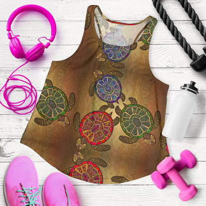 Sea Turtle Tribal Colorful Women Racerback Tank Top
