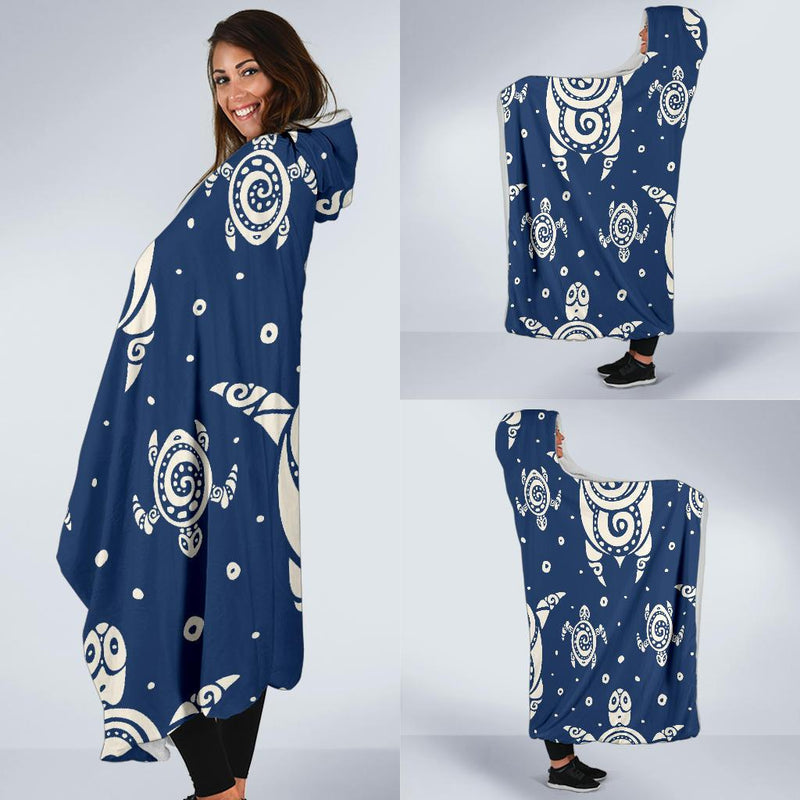 Sea Turtle Tribal Hooded Blanket-JORJUNE.COM