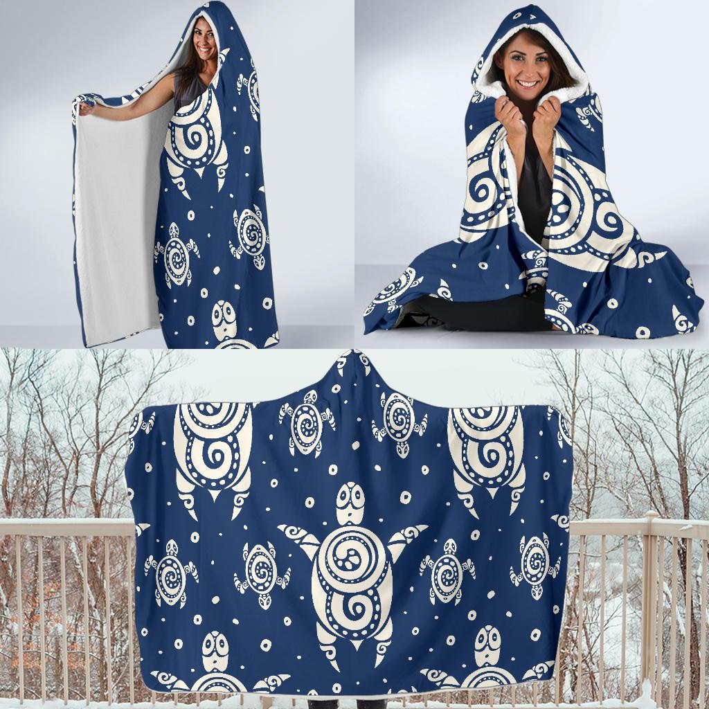 Sea Turtle Tribal Hooded Blanket-JORJUNE.COM