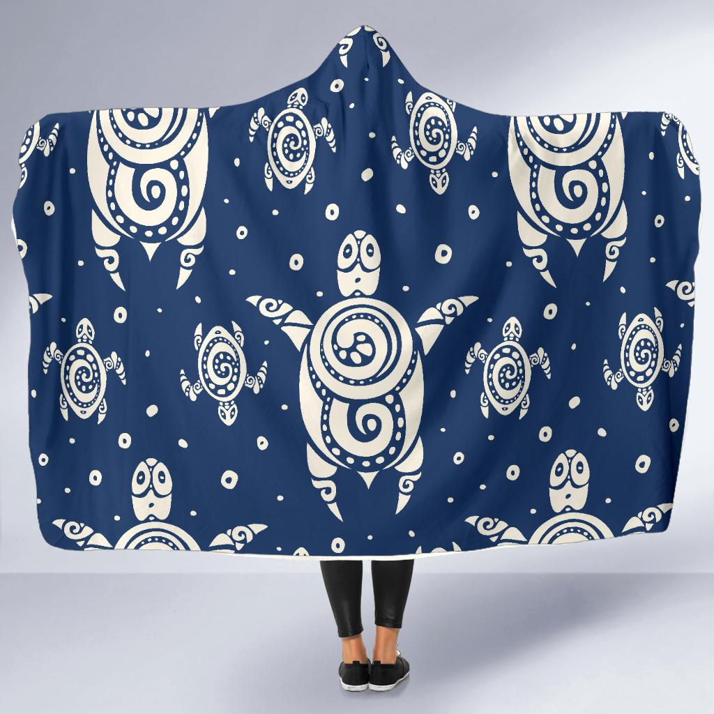 Sea Turtle Tribal Hooded Blanket-JORJUNE.COM