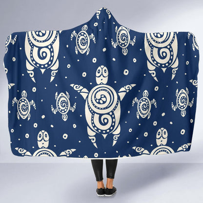 Sea Turtle Tribal Hooded Blanket-JORJUNE.COM