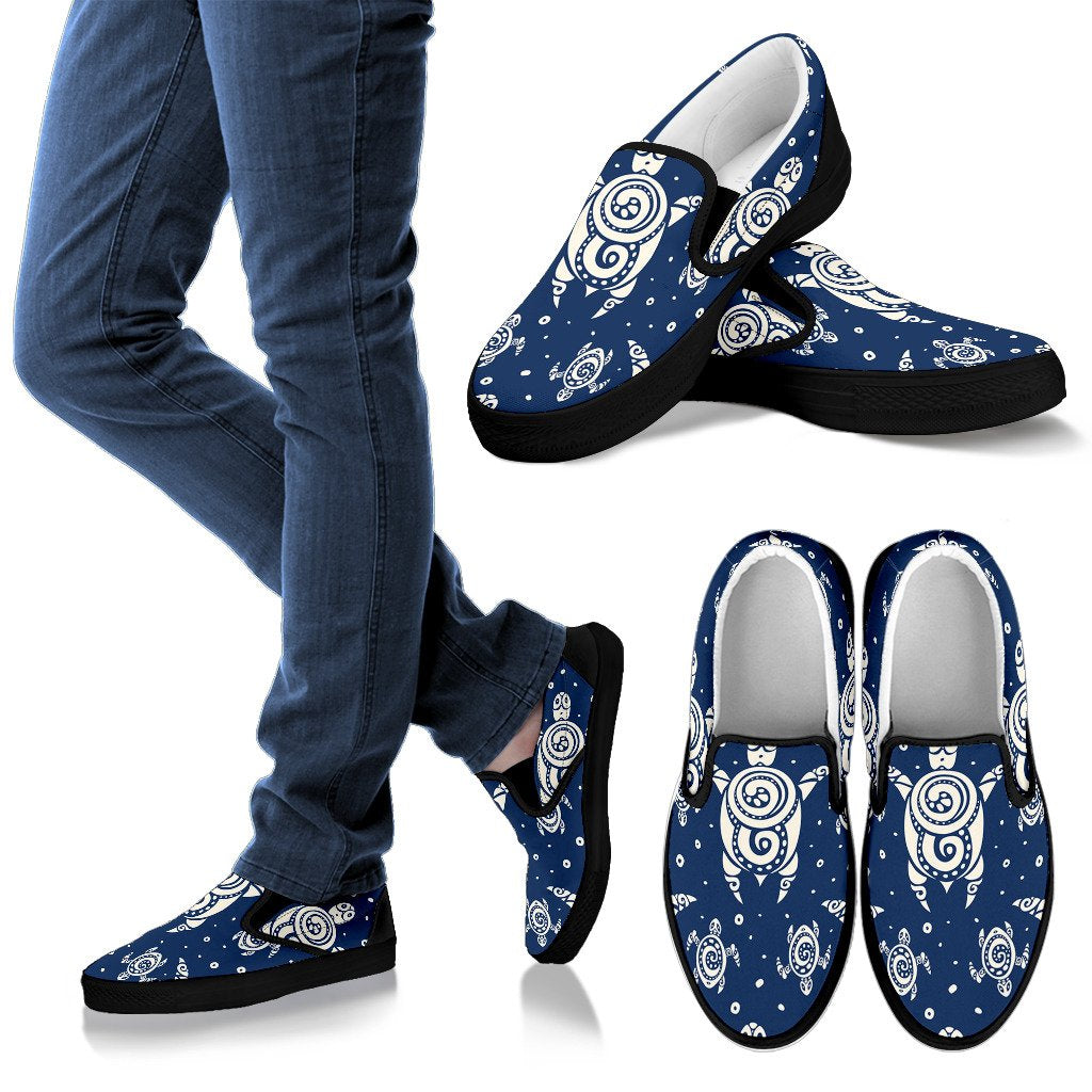 Sea Turtle Tribal Men Slip On Shoes