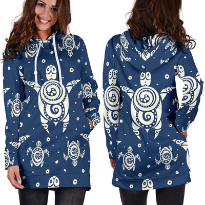 Sea Turtle Tribal Women Hoodie Dress