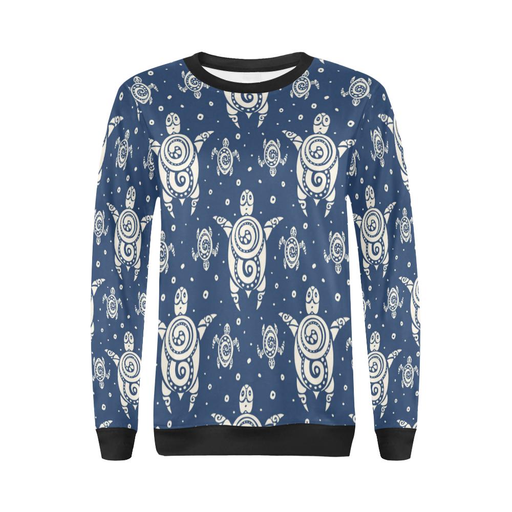 Sea Turtle Tribal Women Long Sleeve Sweatshirt-JorJune