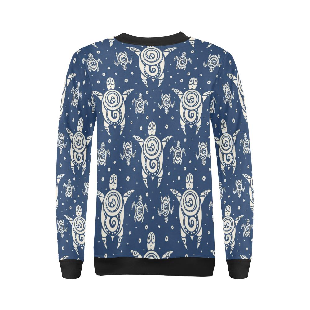 Sea Turtle Tribal Women Long Sleeve Sweatshirt-JorJune