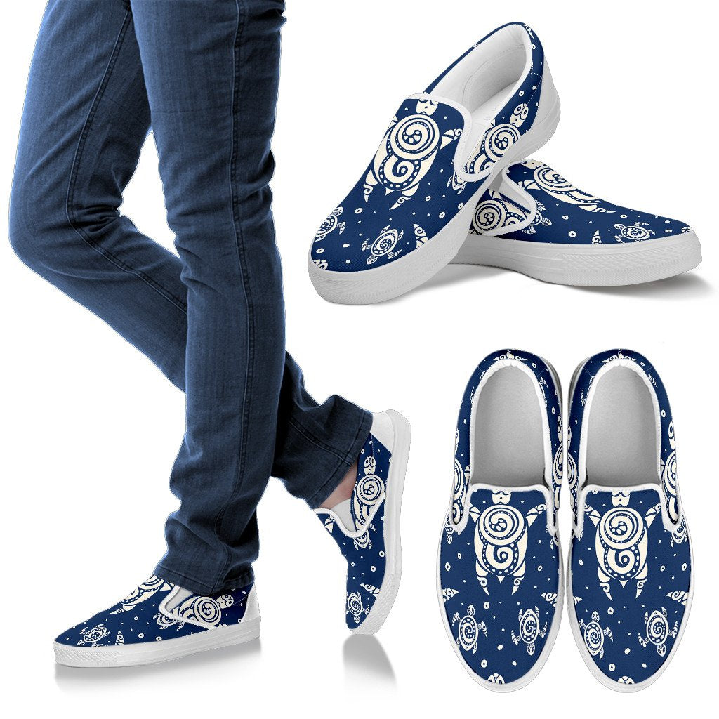 Sea Turtle Tribal Women Slip On Shoes