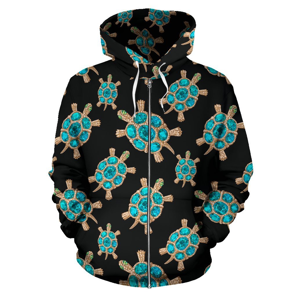 Sea Turtle Turquoise diamond All Over Zip Up Hoodie