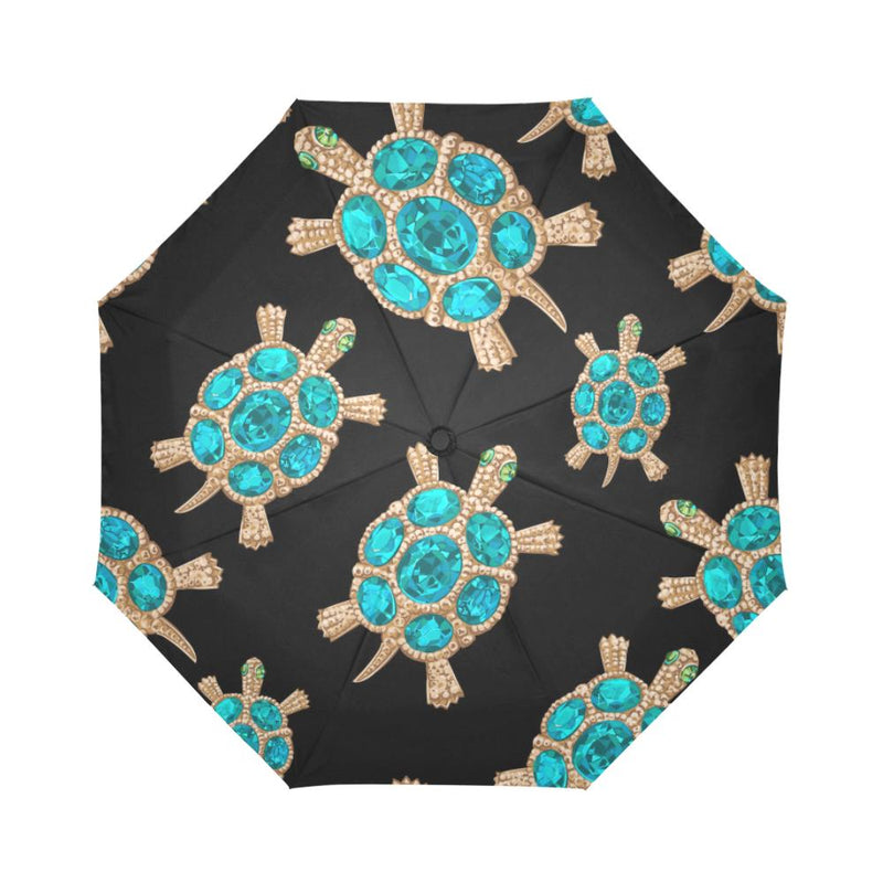 Sea Turtle Turquoise diamond Automatic Foldable Umbrella