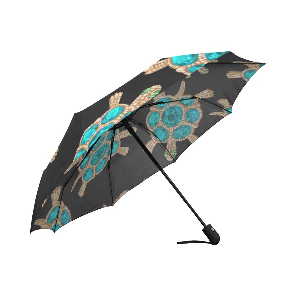Sea Turtle Turquoise diamond Automatic Foldable Umbrella