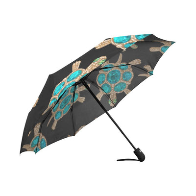 Sea Turtle Turquoise diamond Automatic Foldable Umbrella