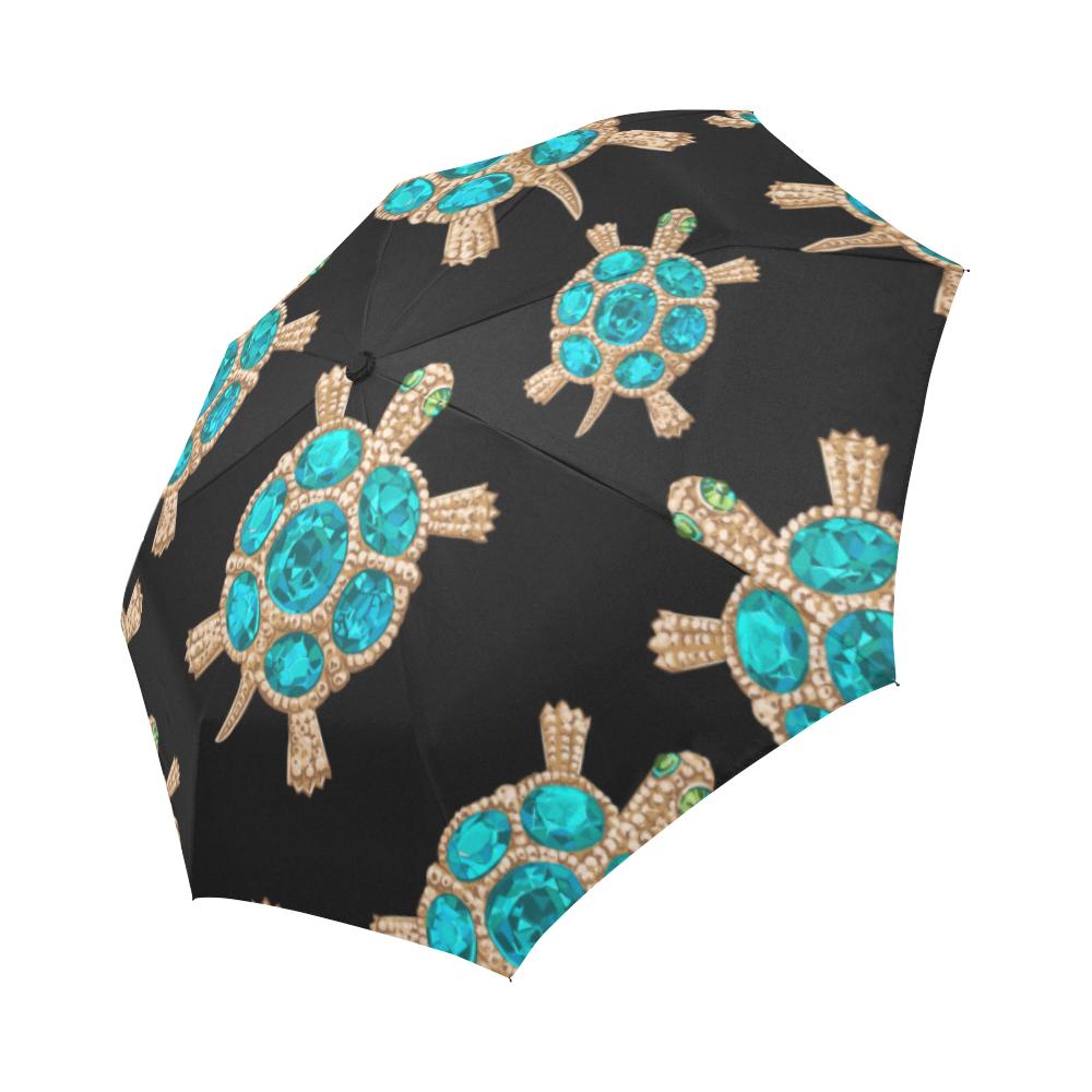 Sea Turtle Turquoise diamond Automatic Foldable Umbrella