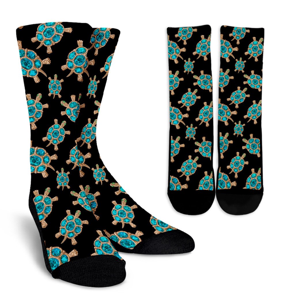 Sea Turtle Turquoise diamond Crew Socks