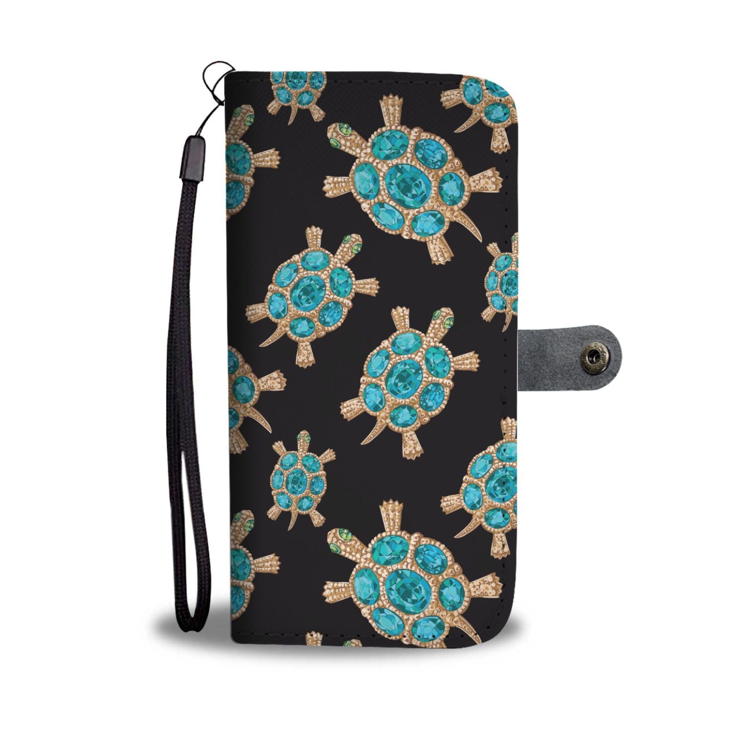 Sea Turtle Turquoise Diamond Wallet Phone Case