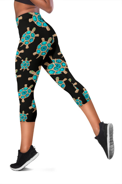 Sea Turtle Turquoise Diamond Women Capris