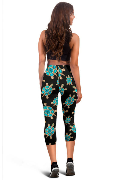 Sea Turtle Turquoise Diamond Women Capris