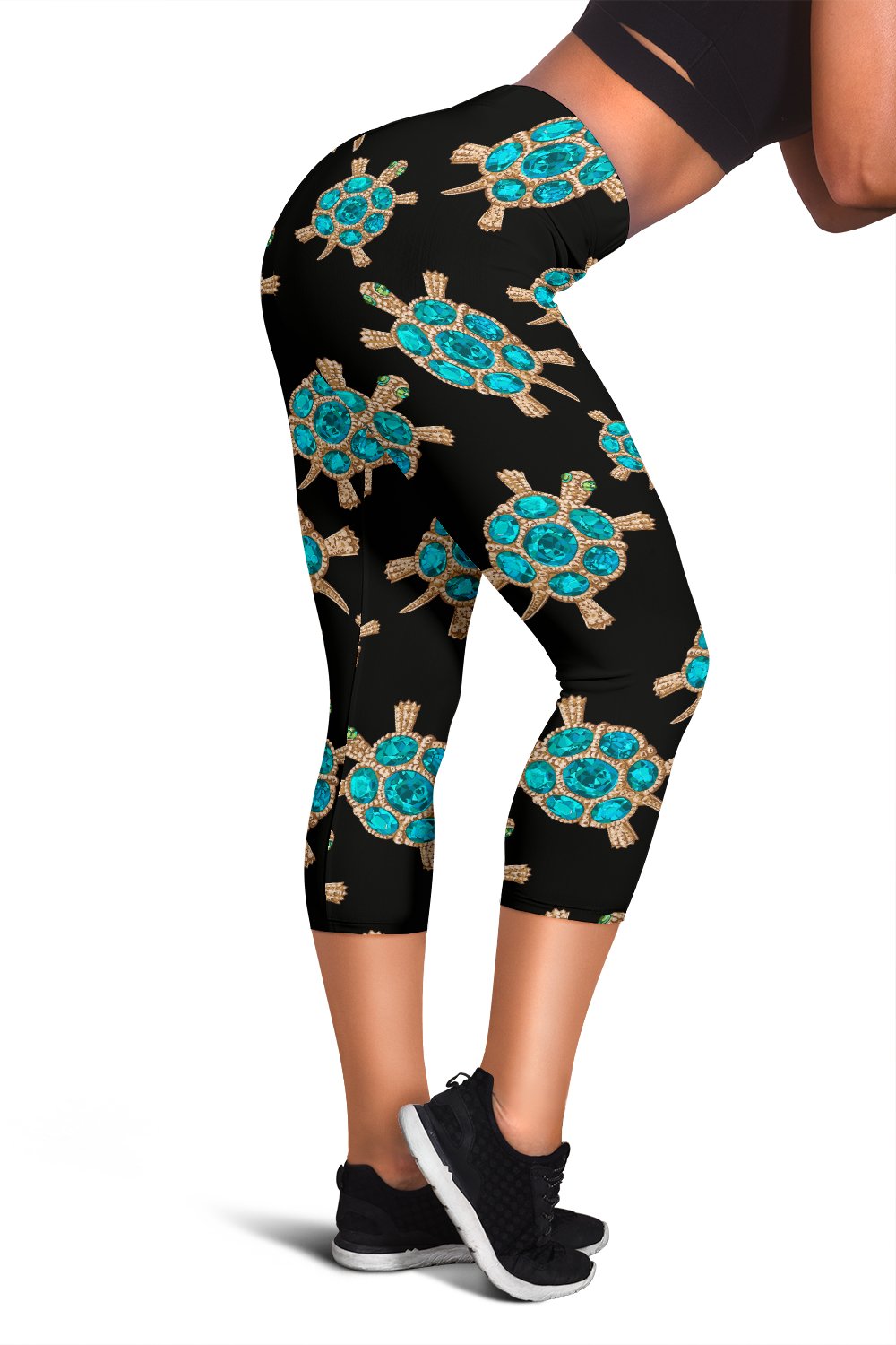 Sea Turtle Turquoise Diamond Women Capris