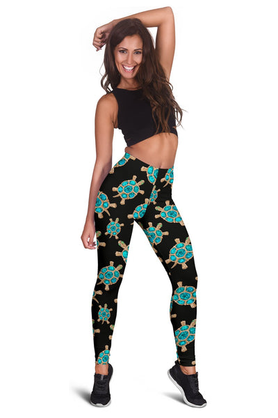 Sea Turtle Turquoise Diamond Women Leggings